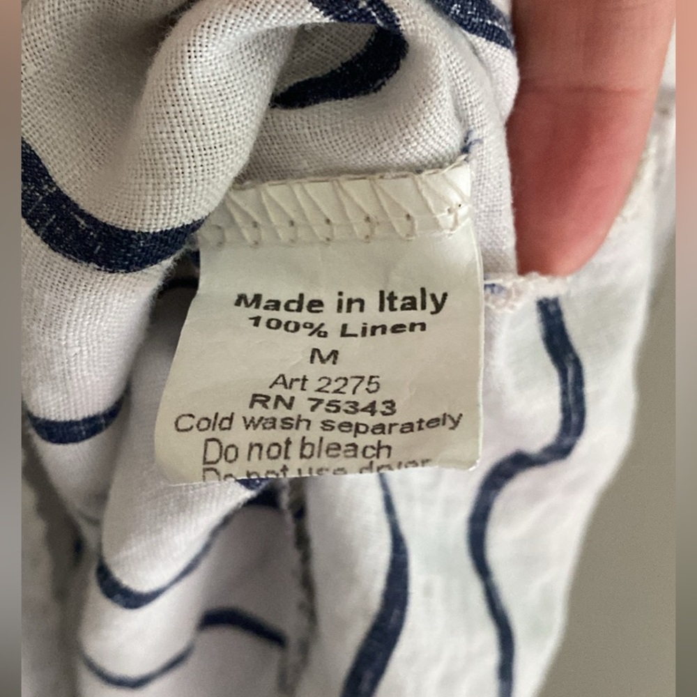 100% linen made in Italy Striped Sleeveless Dress - Picture 3 of 5